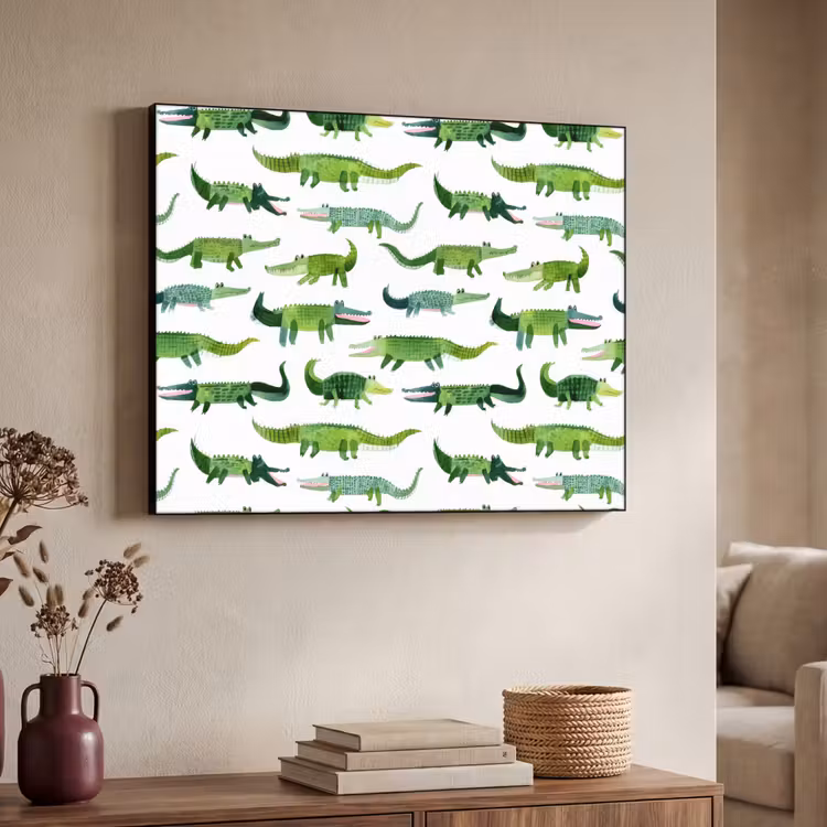 krokodillen - Speels - Groen Textielframe zwart klein 947 -sfeer3