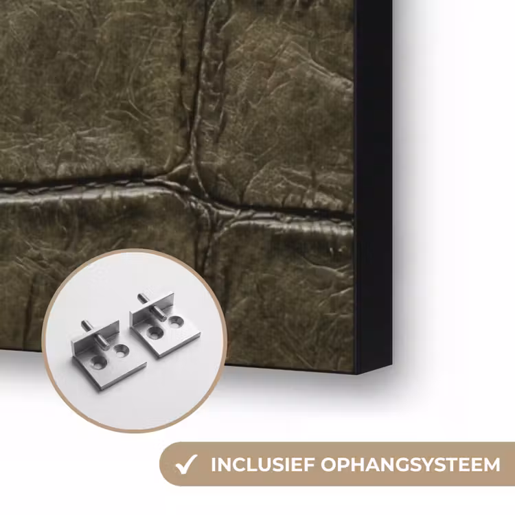 Krokodillenleer - Structuur - Groen Textielframe zwart klein -USP_ophangsysteemNL
