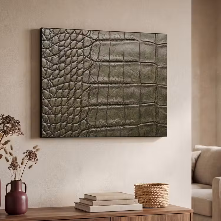 Krokodillenleer - Structuur - Groen Textielframe zwart klein -sfeer3