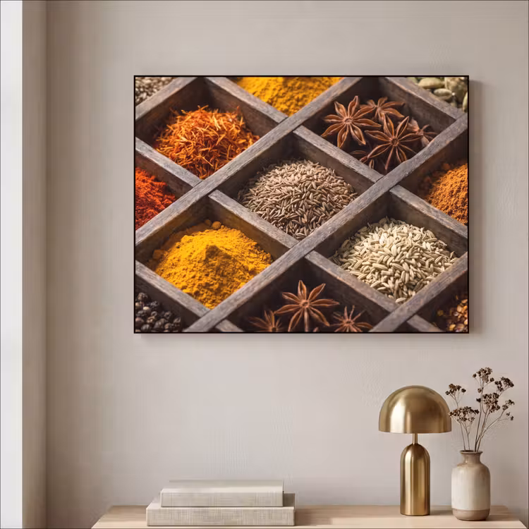Art frame - Kruiden - Houten - Eten - Kruiden - Houten - Eten Textielframe zwart klein