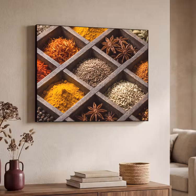 Art frame - Kruiden - Houten - Eten - Kruiden - Houten - Eten Textielframe zwart klein