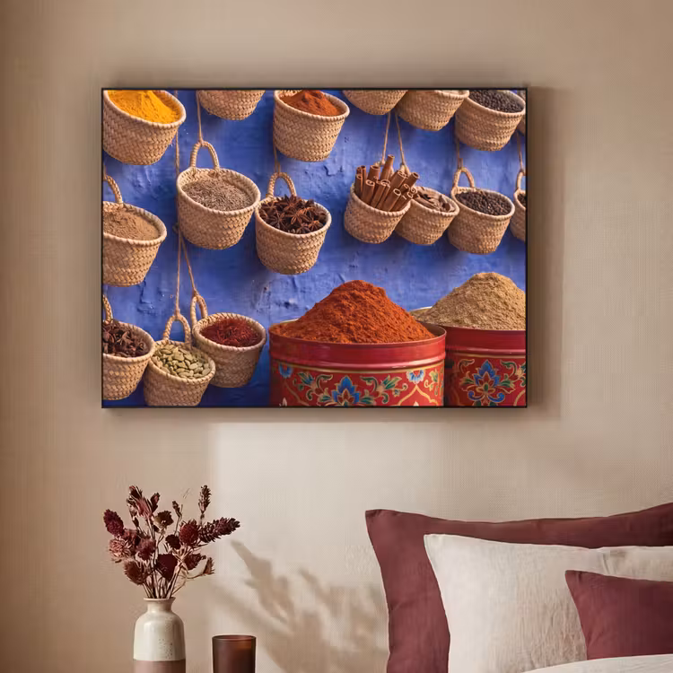 Art frame - Kruiden - Manden - Markt - Kruiden - Manden - Markt Textielframe zwart klein