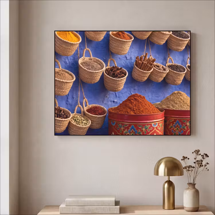 Art frame - Kruiden - Manden - Markt - Kruiden - Manden - Markt Textielframe zwart klein