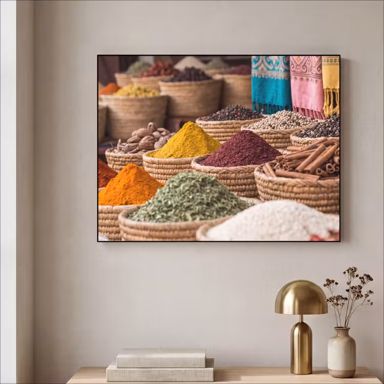 Art frame - Kruiden - Manden - Oosters - Kruiden - Manden - Oosters Textielframe zwart klein