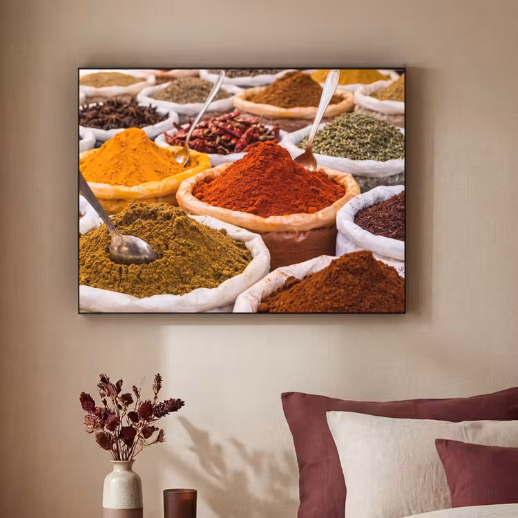 Art frame - Kruiden - Markt - Eten - Kruiden - Markt - Eten Textielframe zwart klein