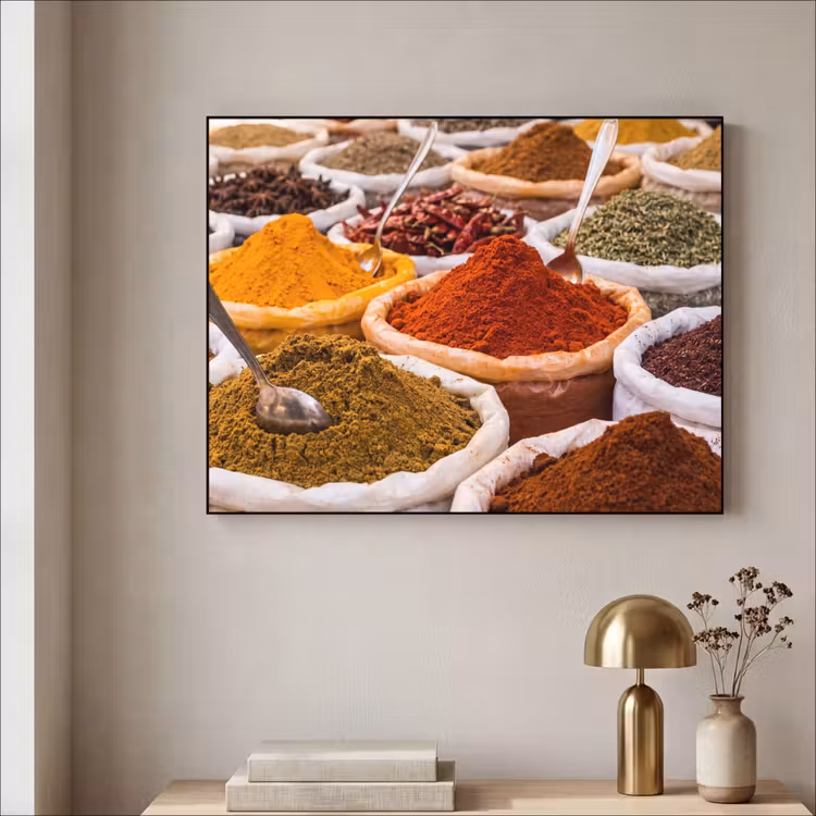 Art frame - Kruiden - Markt - Eten - Kruiden - Markt - Eten Textielframe zwart klein