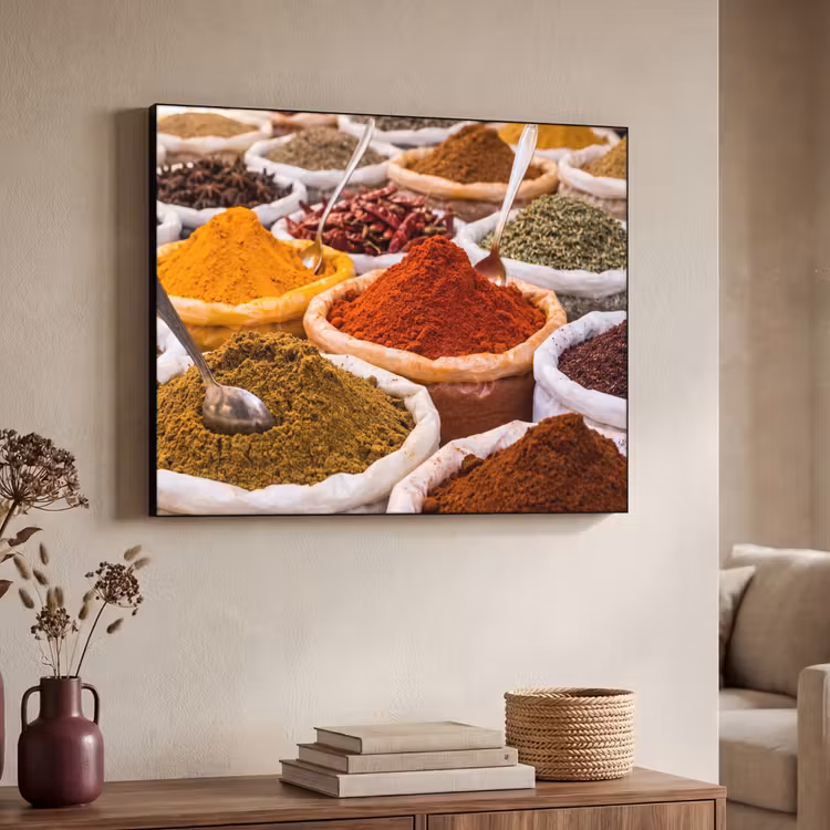 Art frame - Kruiden - Markt - Eten - Kruiden - Markt - Eten Textielframe zwart klein