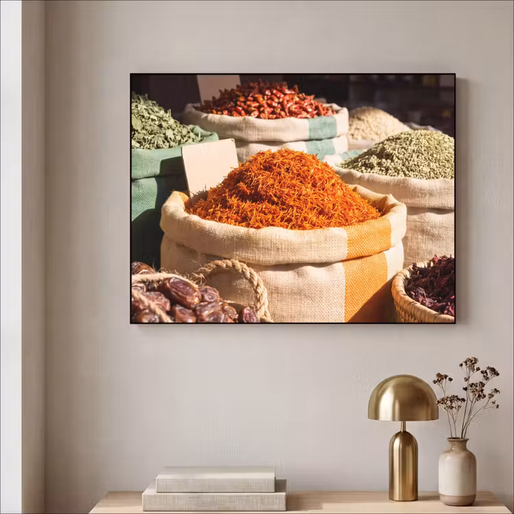 Art frame - Kruiden - Markt - Kleurrijk - Kruiden - Markt - Kleurrijk Textielframe zwart klein