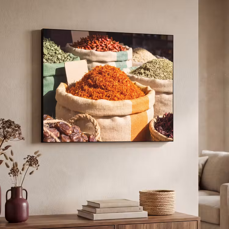 Art frame - Kruiden - Markt - Kleurrijk - Kruiden - Markt - Kleurrijk Textielframe zwart klein