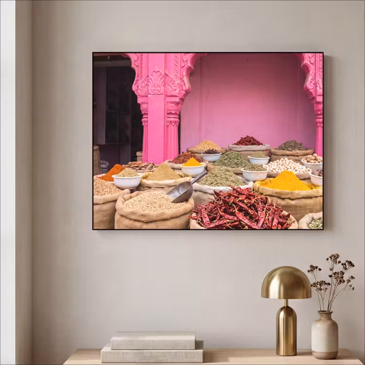 Art frame - Kruiden - Markt - Roze - Kruiden - Markt - Roze Textielframe zwart klein