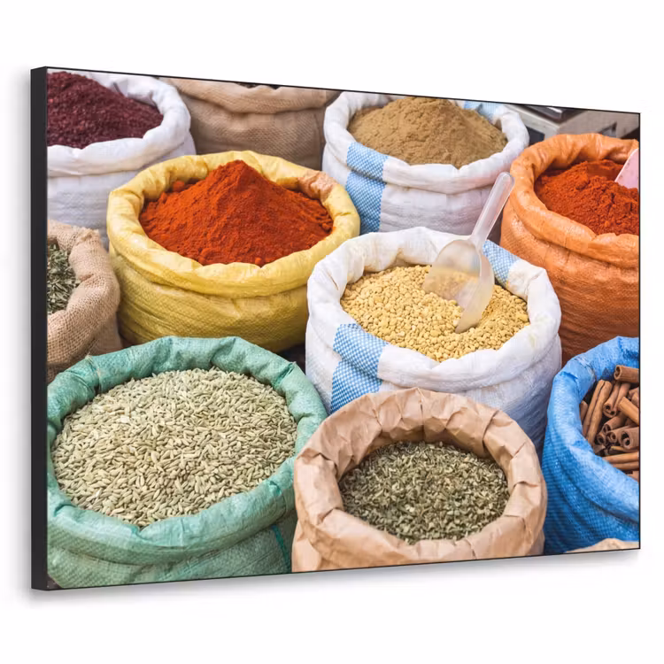 Art frame - Kruiden - Zakken - Markt - Kruiden - Zakken - Markt Textielframe zwart klein