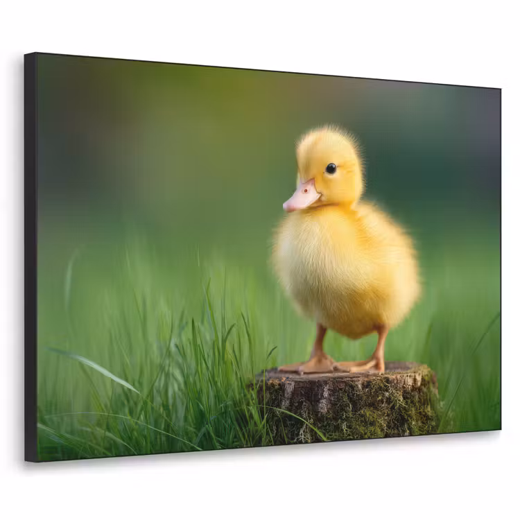 Kuiken - Eend - Geel - Gras Textielframe - compleet frame klein -3d