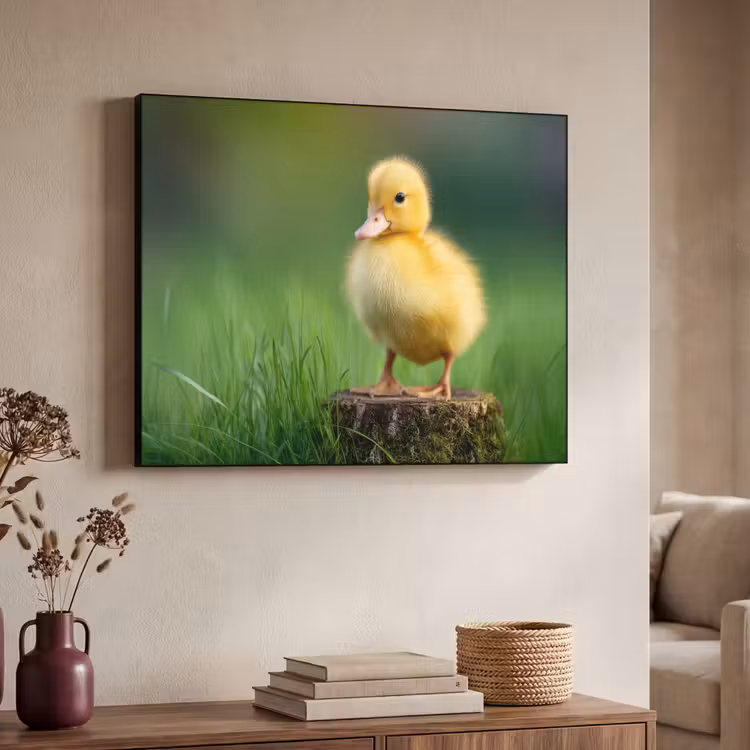 Kuiken - Eend - Geel - Gras Textielframe - compleet frame klein -sfeer3