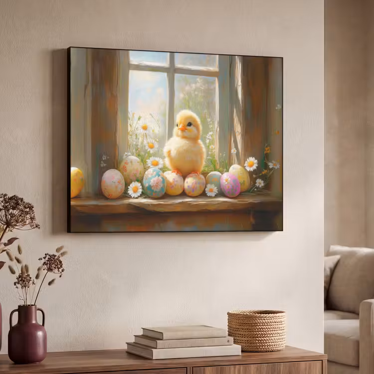 Kuiken - Raam - Paaseieren Textielframe - compleet frame klein -sfeer3