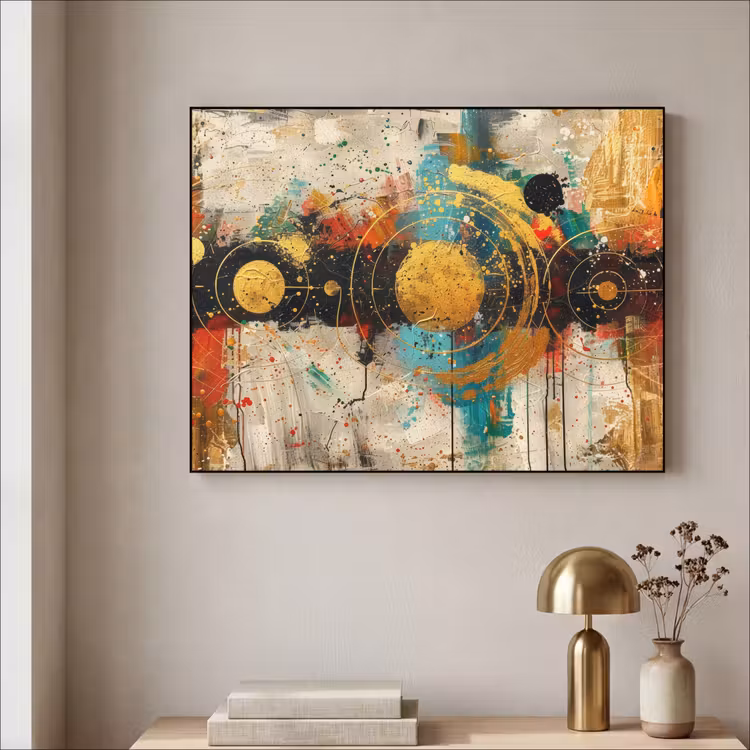 Kunst - Abstract - Aesthetic - Goud Textielframe zwart klein -sfeer2