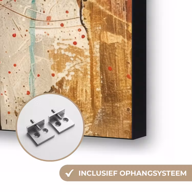 Kunst - Abstract - Aesthetic - Goud Textielframe zwart klein -USP_ophangsysteemNL