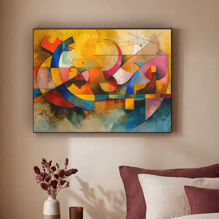 Kunst - Abstract - Aesthetic - Kleurrijk - Art Textielframe zwart klein -sfeer1