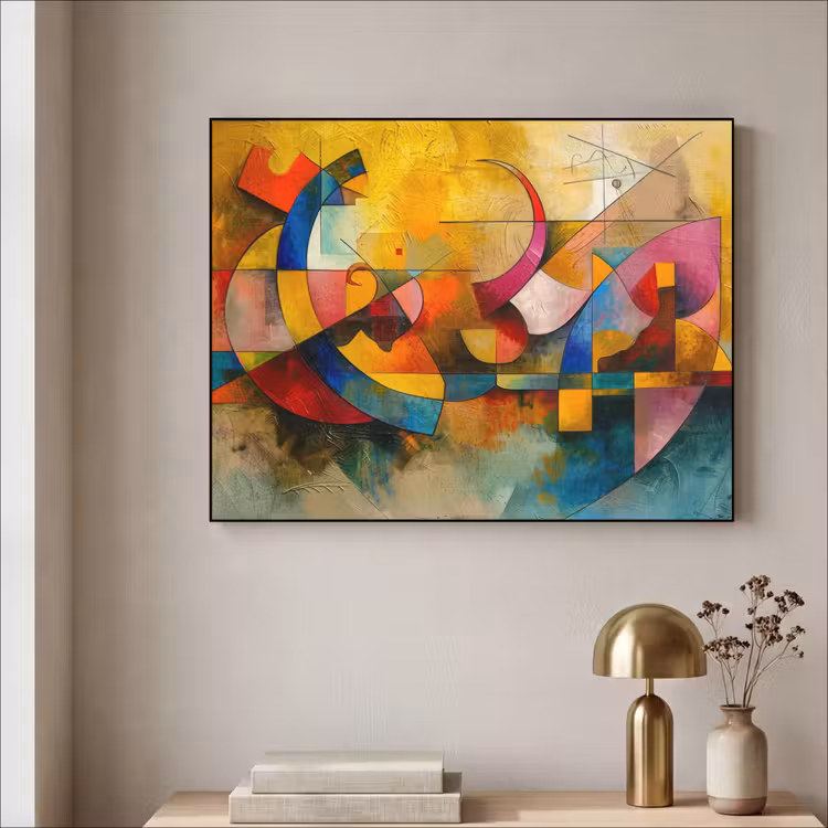 Kunst - Abstract - Aesthetic - Kleurrijk - Art Textielframe zwart klein -sfeer2
