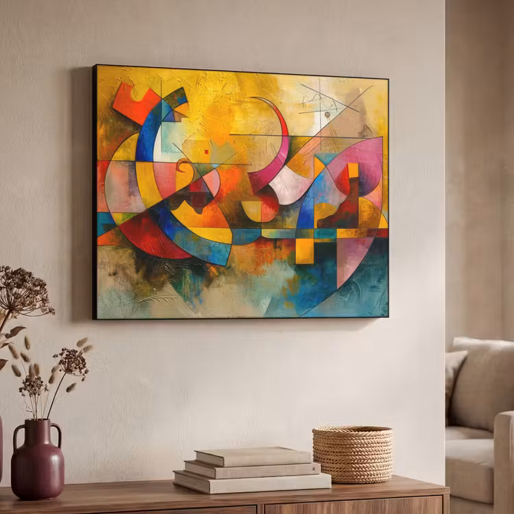 Kunst - Abstract - Aesthetic - Kleurrijk - Art Textielframe zwart klein -sfeer3