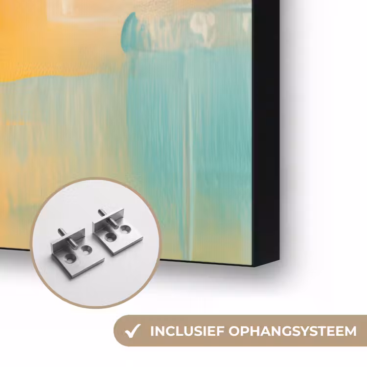 Kunst - Abstract - Blauw - Wit Textielframe zwart klein -USP_ophangsysteemNL