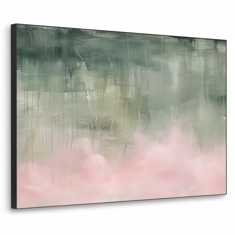 Kunst - Abstract - Modern - Groen - Roze Textielframe zwart klein -3d