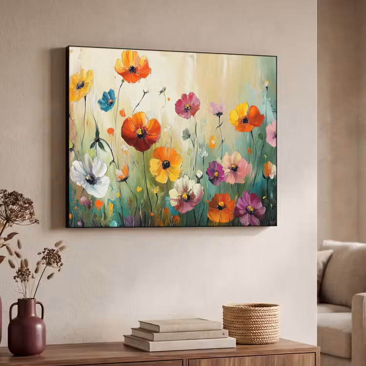 Kunst - Bloemen - Lente - Natuur Textielframe - compleet frame klein -sfeer3