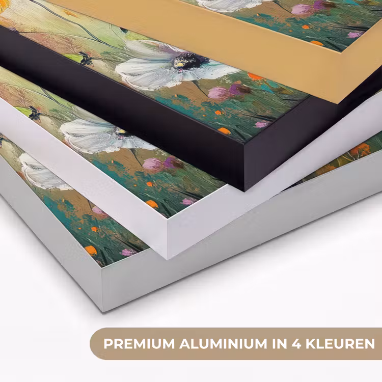 Kunst - Bloemen - Lente - Natuur Textielframe zwart klein -USP_kleurenNL