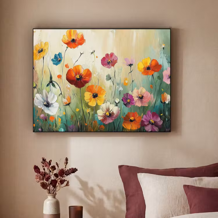 Kunst - Bloemen - Lente - Natuur Textielframe - compleet frame klein -sfeer1