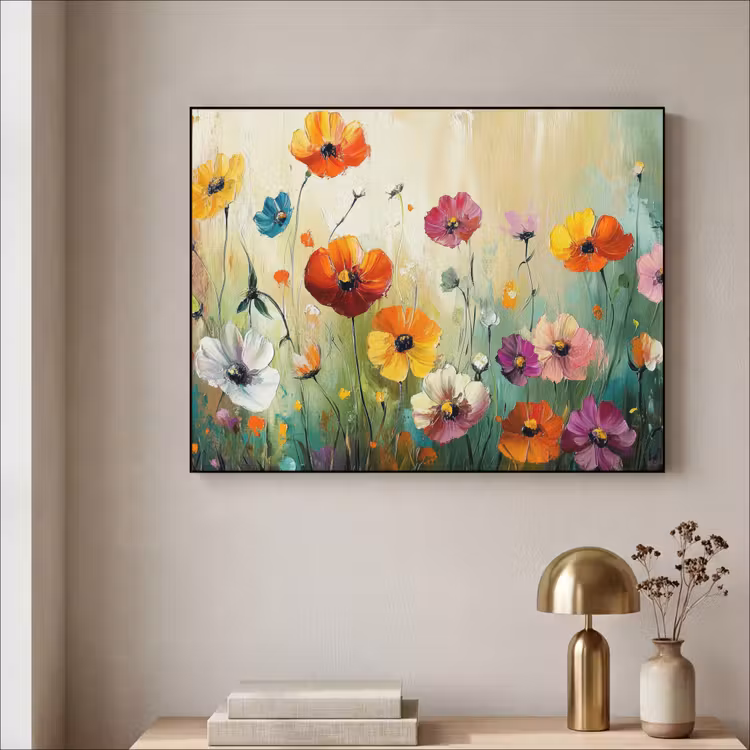 Kunst - Bloemen - Lente - Natuur Textielframe - compleet frame klein -sfeer2