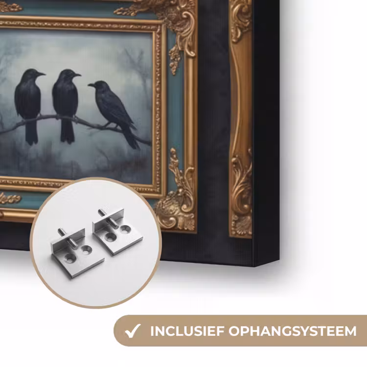 Kunst - Collectie - Vintage - Klassiek - Donker Textielframe zwart klein -USP_ophangsysteemNL