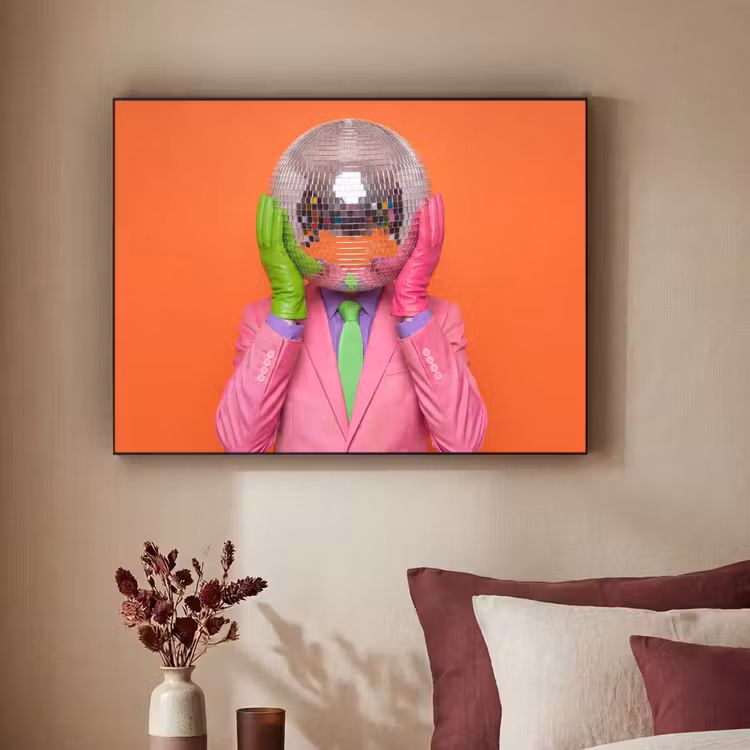 Kunst - Disco bal - Kleurrijk - Modern - Studio Textielframe zwart klein -sfeer1