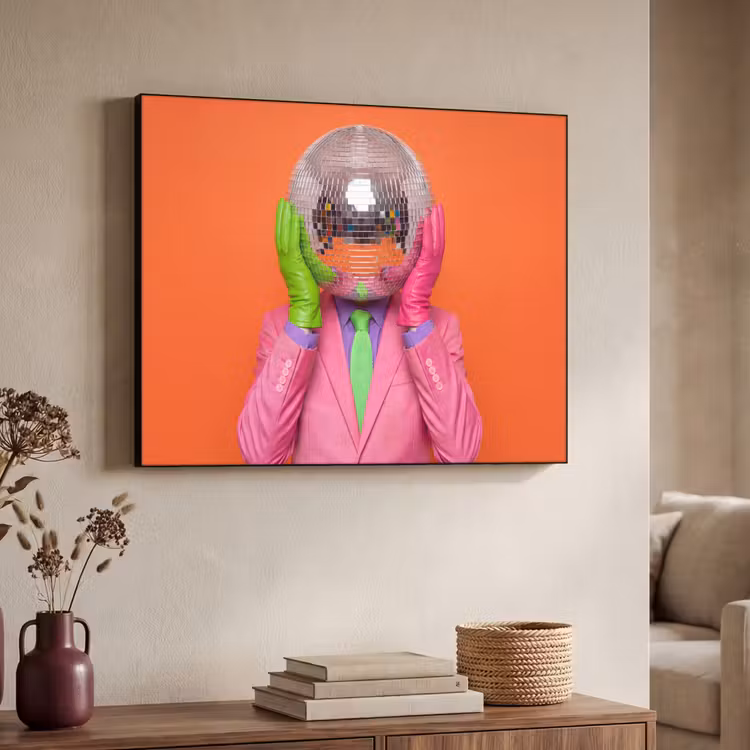 Kunst - Disco bal - Kleurrijk - Modern - Studio Textielframe zwart klein -sfeer3