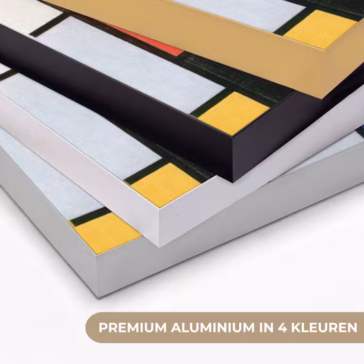 Kunst - Mondriaan - Oude meesters - Compositie 2 Textielframe zwart klein -USP_kleurenNL