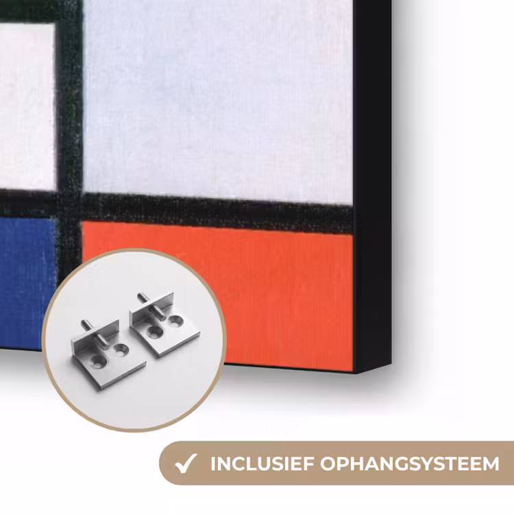 Kunst - Mondriaan - Oude meesters - Compositie 2 Textielframe zwart klein -USP_ophangsysteemNL