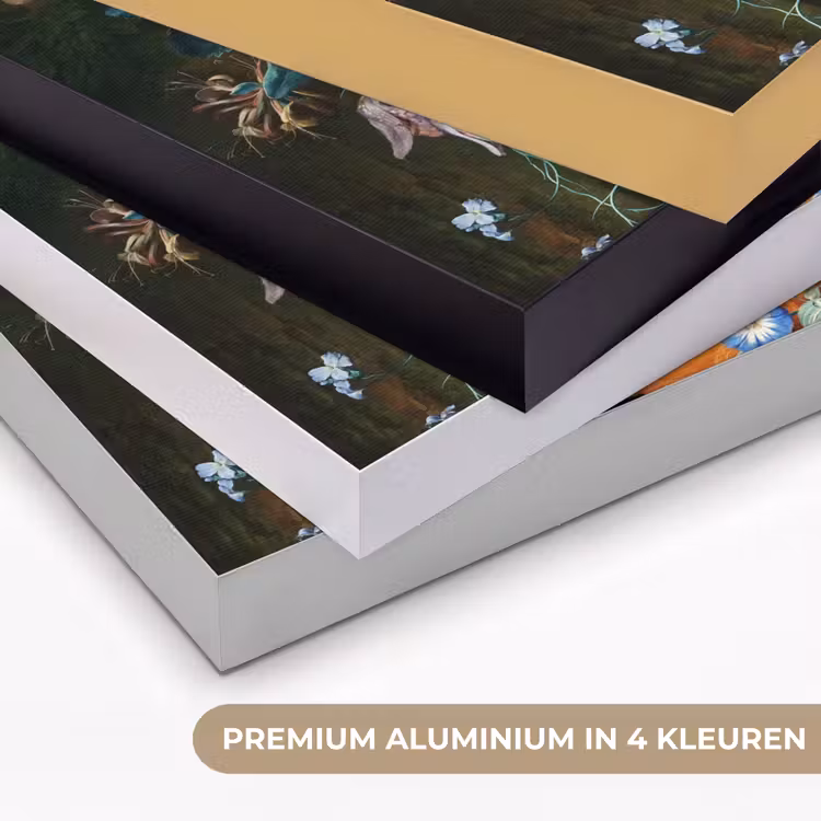 Kunst - Oude meesters - Boeket bloemen in een urn Textielframe zwart klein -USP_kleurenNL