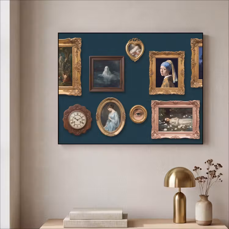 Kunst - Schilderijen - Decoratie - Klassiek - Groen Textielframe zwart klein -sfeer2