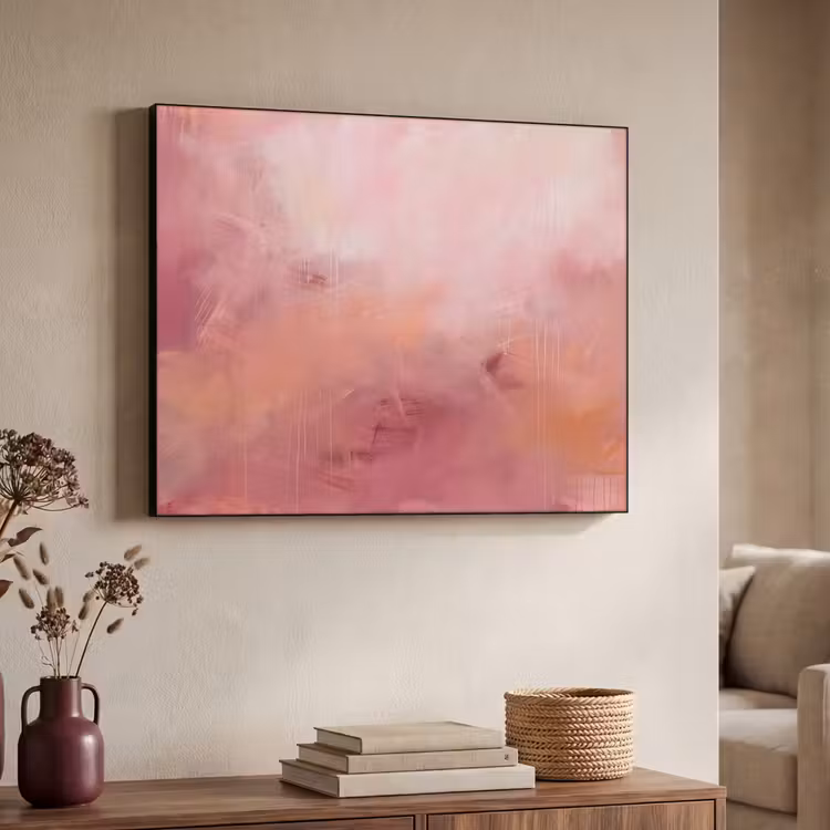 Kunst - Vloeiend - Pastel - Abstract Textielframe zwart klein -sfeer3