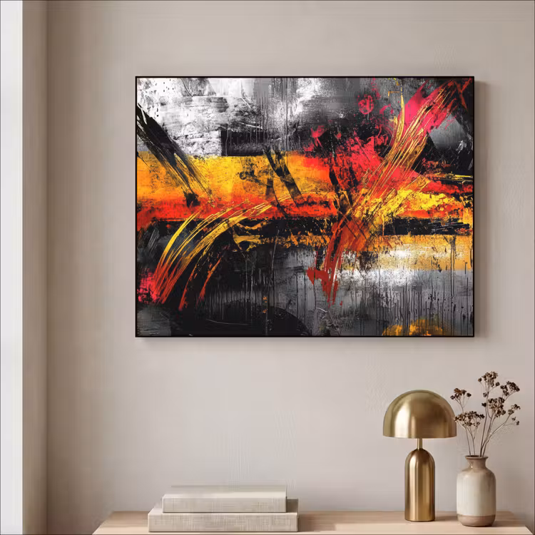 Kunst - Zwart - Abstract Textielframe zwart klein -sfeer2