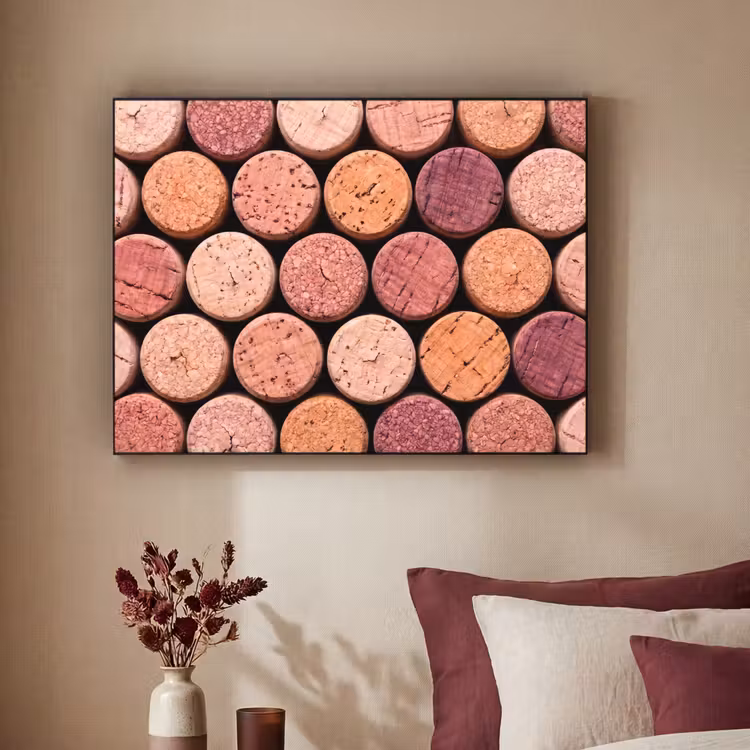 Kurk - Patroon - Abstract - Modern - Rood Textielframe zwart klein -sfeer1