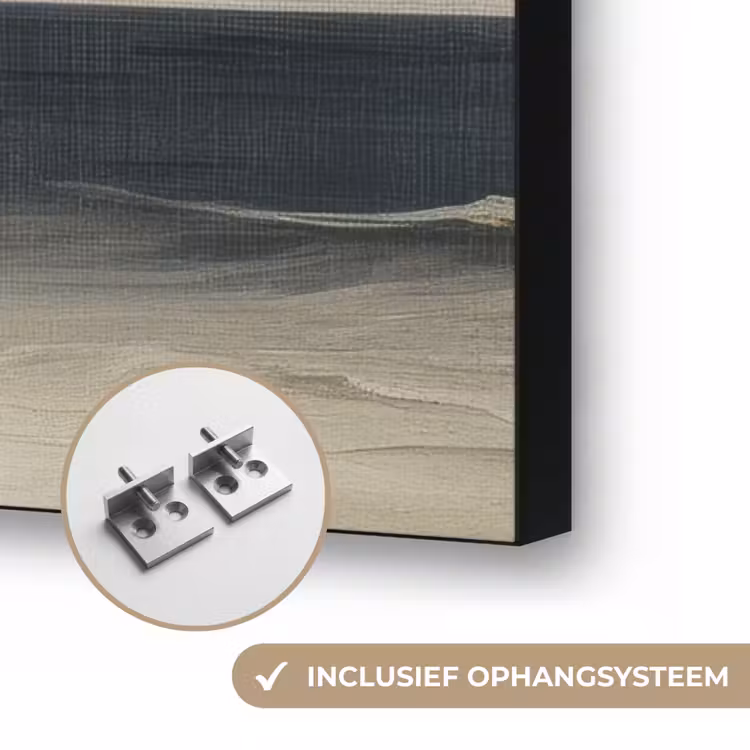Kust - Golven - Rots - Storm Textielframe zwart klein -USP_ophangsysteemNL