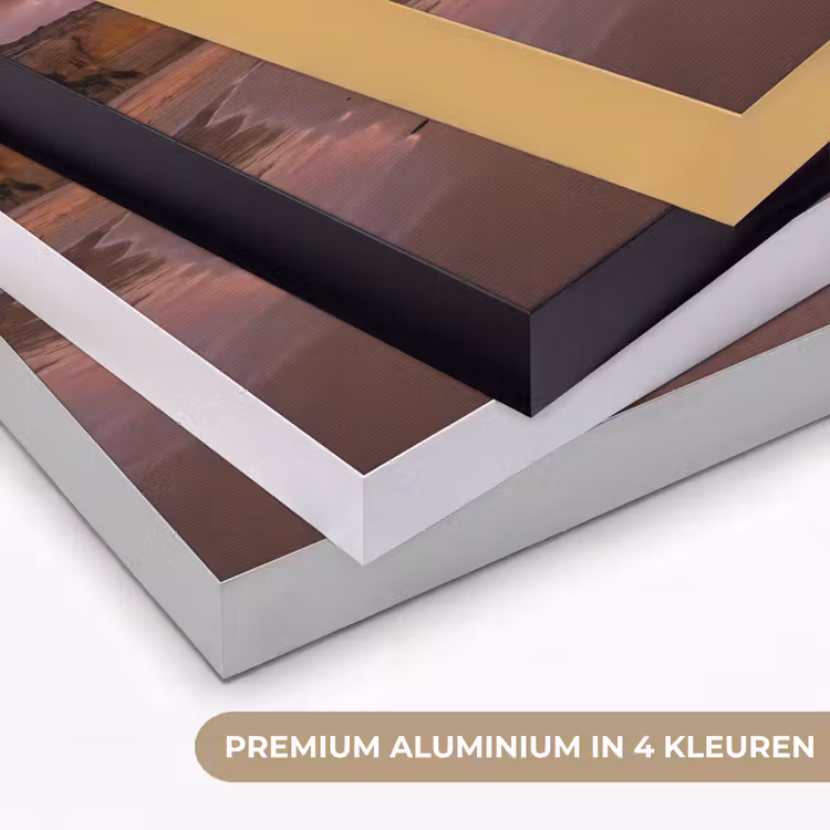 Kust - Rots - Zonsondergang - Zee - Natuur Textielframe zwart klein -USP_kleurenNL