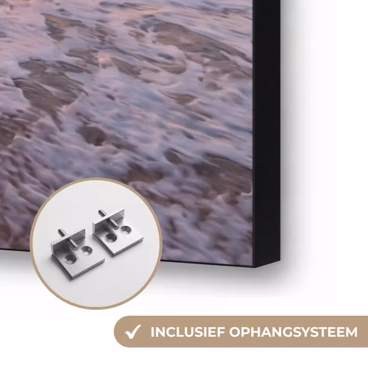 Kust - Rots - Zonsondergang - Zee - Natuur Textielframe zwart klein -USP_ophangsysteemNL