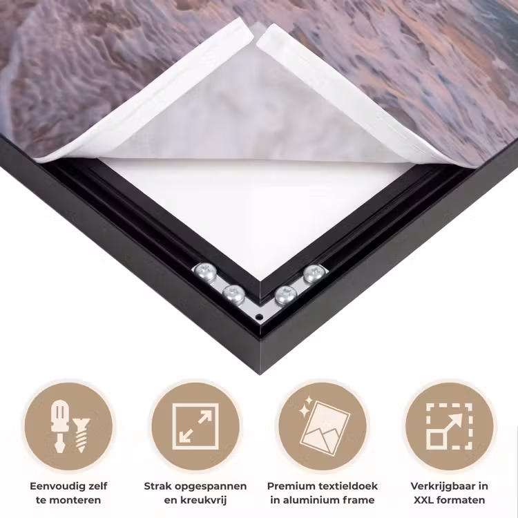 Kust - Rots - Zonsondergang - Zee - Natuur Textielframe zwart klein -USP_feed_closeupNL