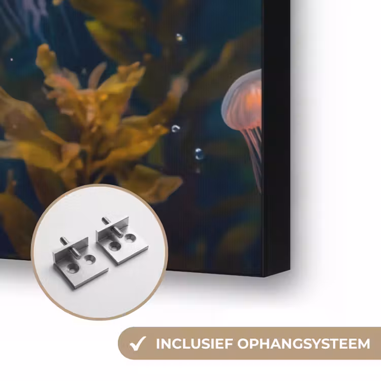 Kwal - Roze - Onderwater - Zeeleven - Dieren Textielframe zwart klein -USP_ophangsysteemNL