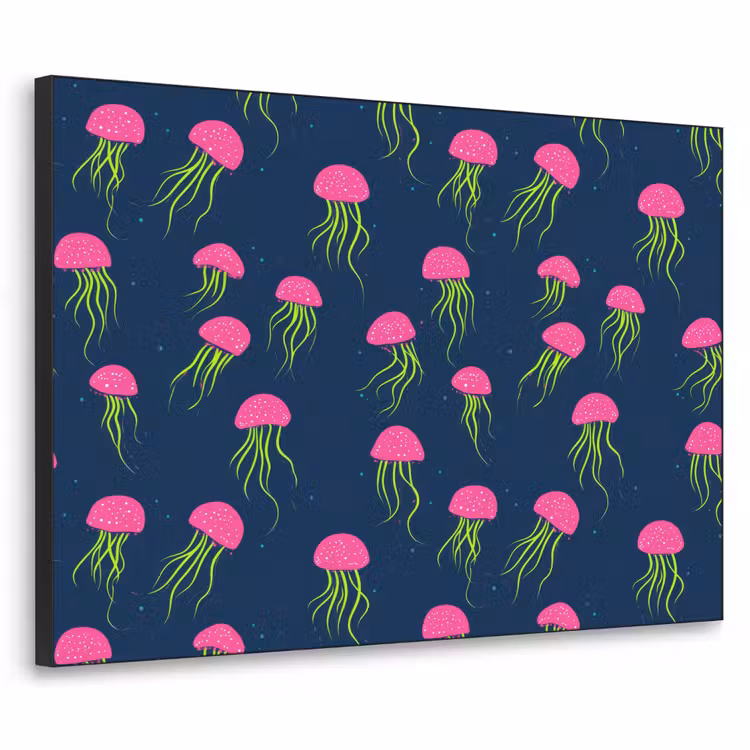 Kwallen - Diepzee - Neon Textielframe zwart klein 947 -3d