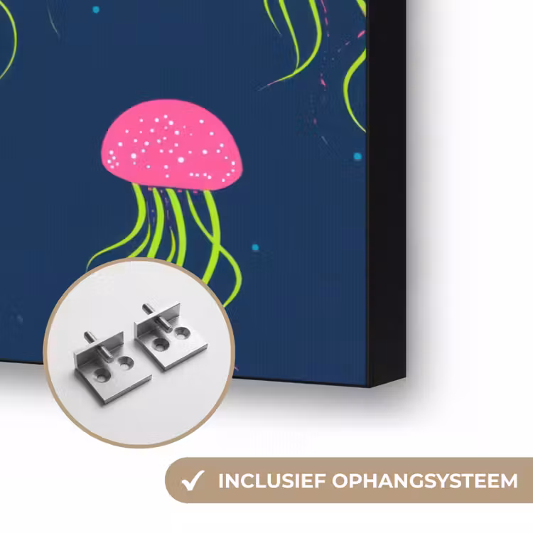 Kwallen - Diepzee - Neon Textielframe zwart klein 947 -USP_ophangsysteemNL