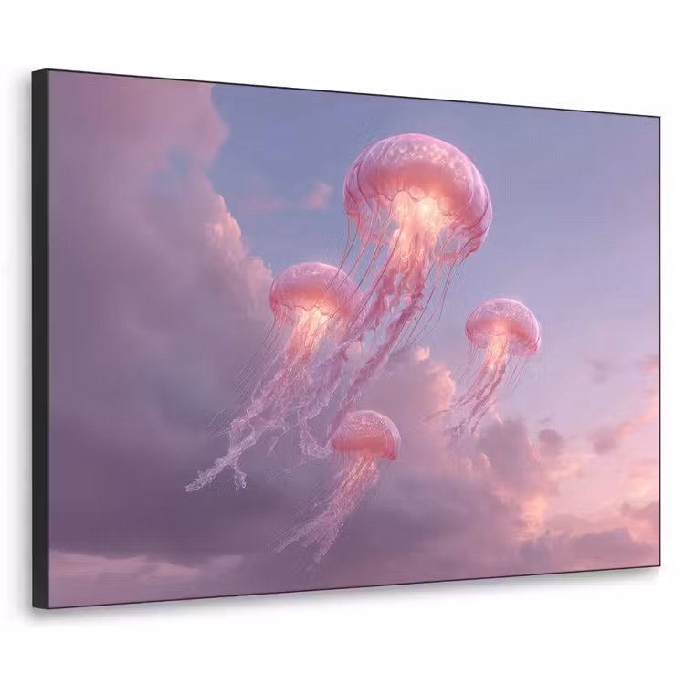 Kwallen - Roze - Wolken Textielframe - compleet frame klein -3d
