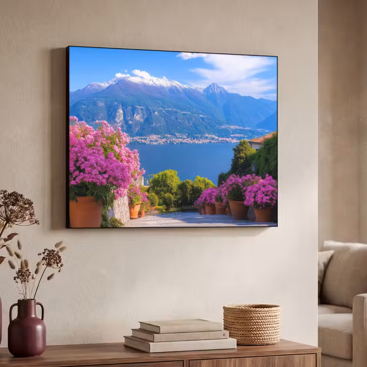 Lake Como - Italië - Landschap Textielframe zwart klein -sfeer3