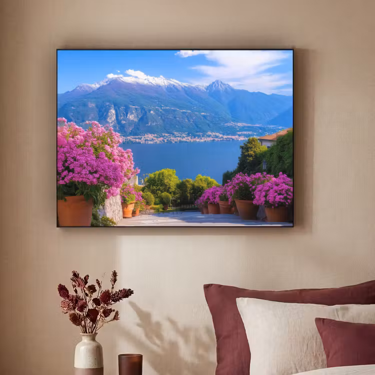 Lake Como - Italië - Landschap Textielframe zwart klein -sfeer1