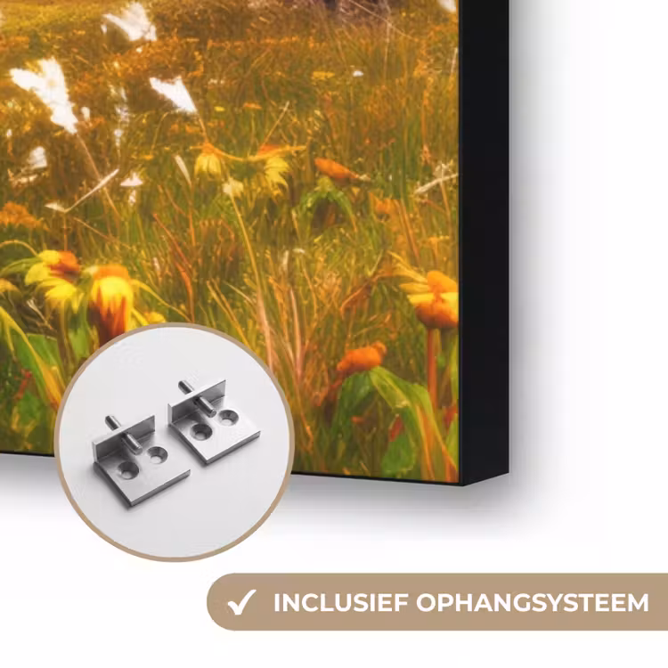 Landschap - 4 seizoenen - Natuur - Winter - Lente - Zomer - Herfst Textielframe zwart klein -USP_ophangsysteemNL